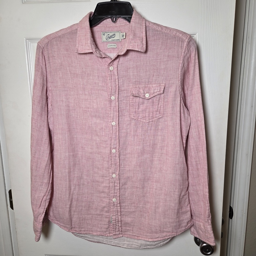 Grayers Clothiers sz M 100% cotton pink collared button up shirt preppy casual